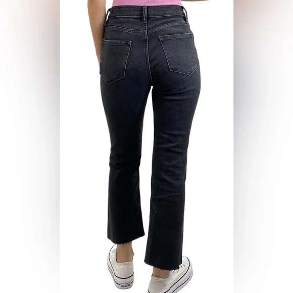 AllSaints NWT High-Waisted Rhinestone Embellished Flared Washed Black Jeans